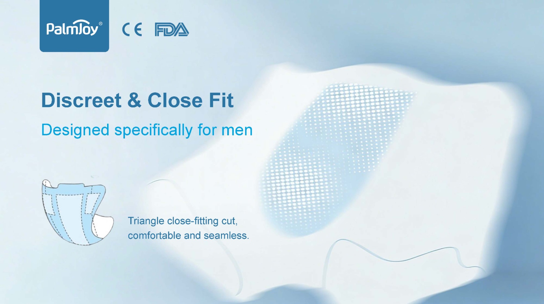 Palmjoy male incontinence underwear showing a close-fitting seamless design with a breathable mesh zone.